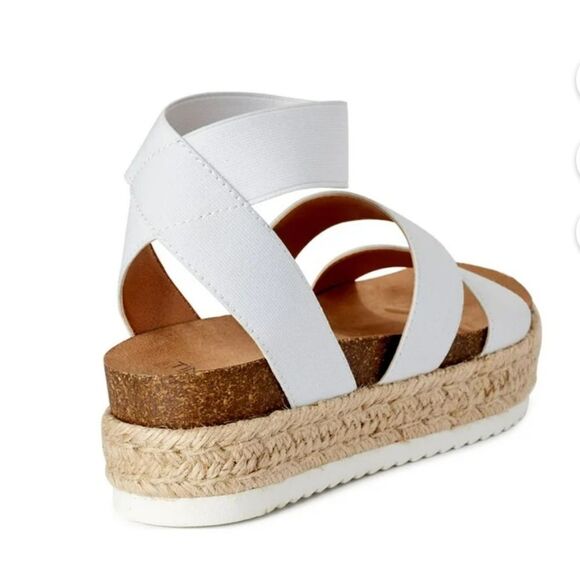 Time And Tru Platform 8 White Espadrille Sandals - Picture 3 of 4
